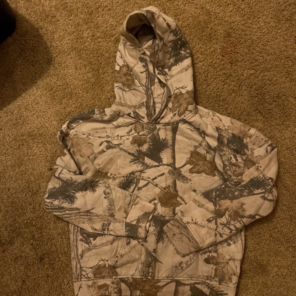 Hollister Tan and Brown Boxy Fit Hoodie